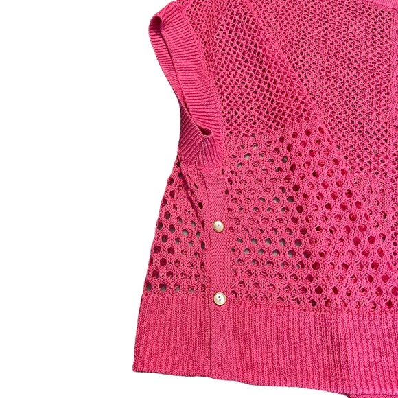 Talbots Pink Open Stitch Poncho Sweater Womens Size Medium/Large Linen Blend NWT - Picture 6 of 12